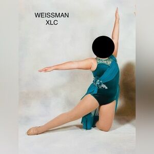 Weissman Turquoise Dance Leotard with Floral Accents